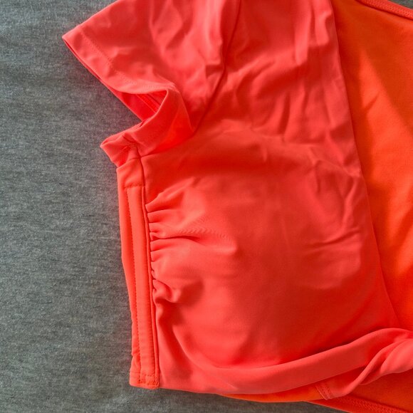 Neon Coral Bikini Twist Top - Picture 2 of 6